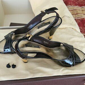 Louis vuitton patent leather sling back amarante